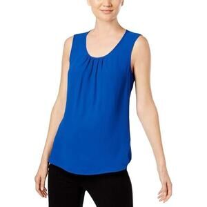 Anne Klein Womens Shirred Neck Sleeveless Tank Top